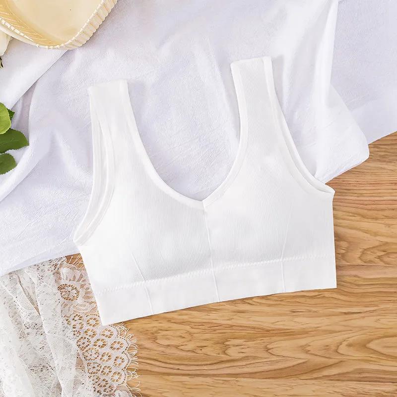 Korean Version of The Shock-proof Sling Gathered No Steel Ring Beautiful Back Elastic Skin-friendly Breathable Vest Type Women's Underwear Bra