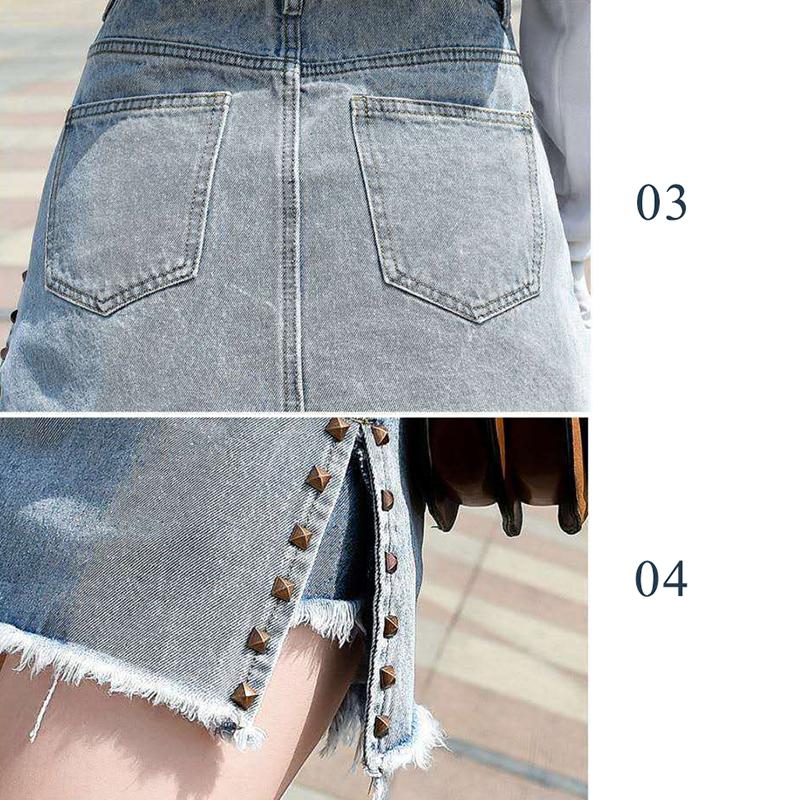 WTEMPO Women's Denim Skirt Summer High Waist A-line Button Zipper Culottes Club Casual Party Street Wear