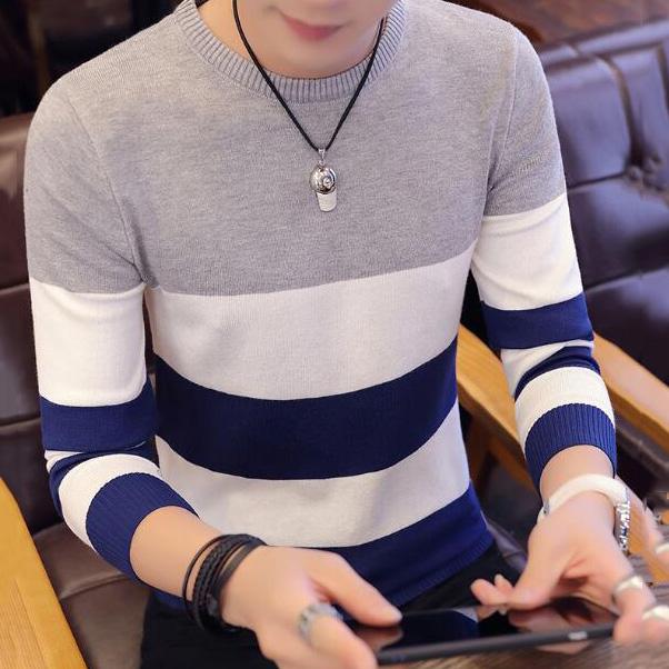 Fashion Brand Sweater Men Pullover Striped Slim Fit Jumpers Knitred Woolen Autumn Casual Men Clothes