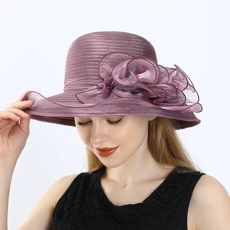 Organza Flower Sun Hat Female Spring and Summer Sunscreen Protective Sun Hat Seaside Beach Hat Foldable Breathable Basin Hat Cool Hat Wide Brim Hat