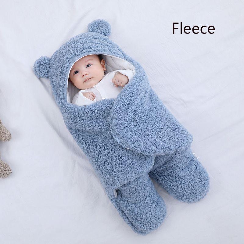 Baby Sleeping Bag Ultra-Soft Fluffy Fleece Newborn Receiving Blanket Infant Boys Girls Clothes Sleep Nursery Wrap Swaddle