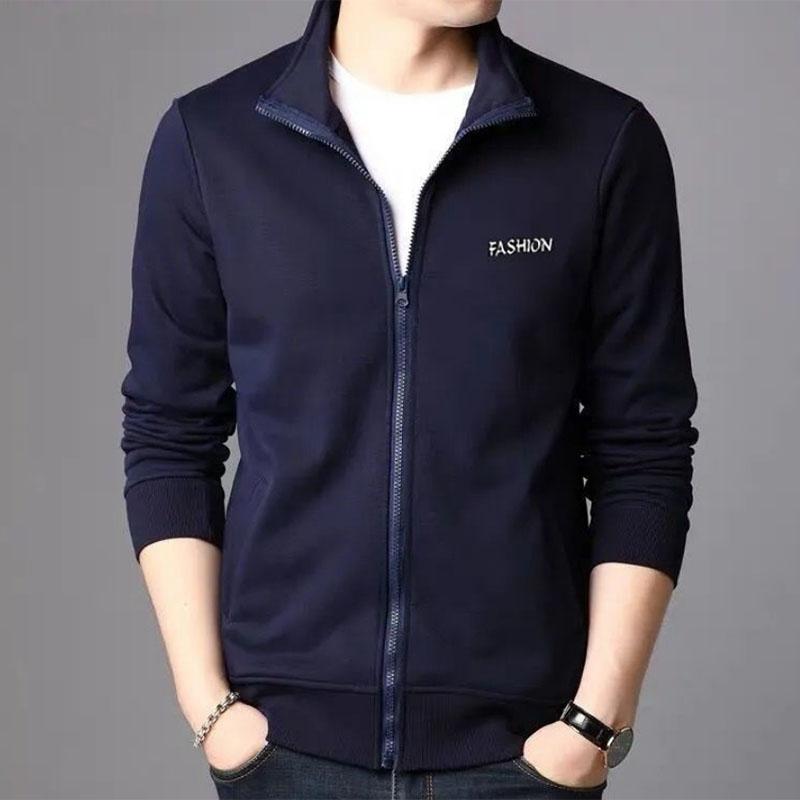 Spring Cardigan Sweater Men's Casual Zipper Stand Collar Sweater Men's Top Sports Jacket Coat