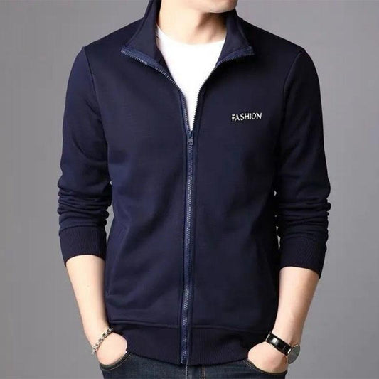 Spring Cardigan Sweater Men's Casual Zipper Stand Collar Sweater Men's Top Sports Jacket Coat