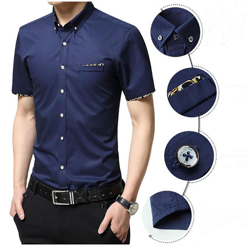 Men's Short-sleeved Slim Shirt Korean Fashion Trend Shirt Casual Business British Hair Stylist Clothes