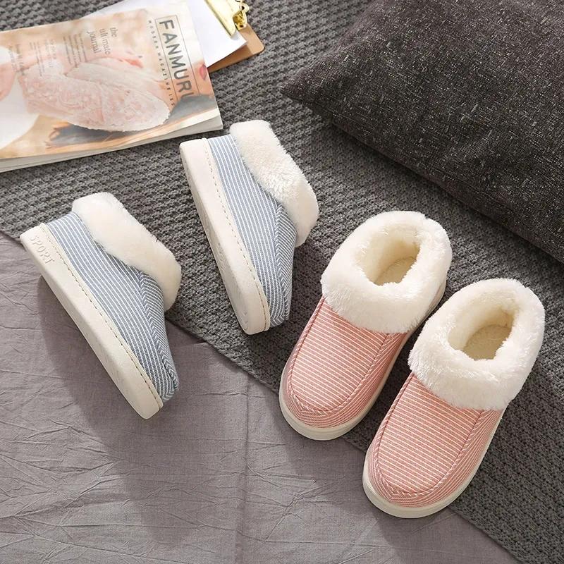 Cotton Slippers Keep Warm Autumn and Winter Pregnant Women's Bedroom Shoes Men and Women Couples Postpartum Bag Plus Velvet Thick Winter