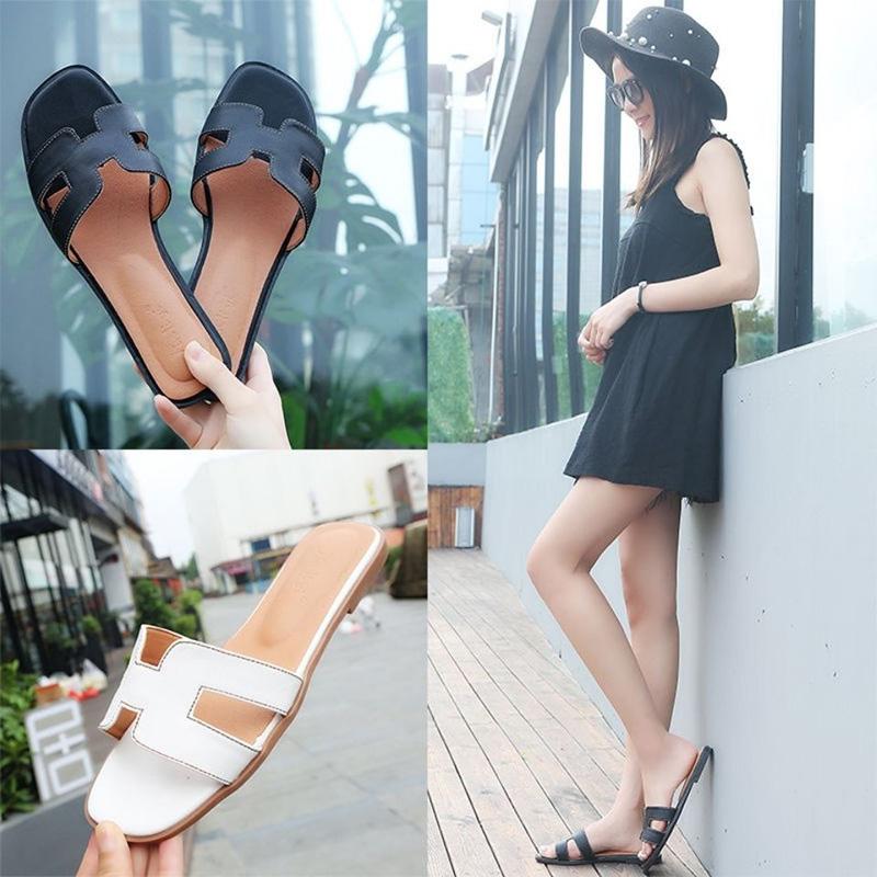 Slippers Female Summer Wear Korean Style Outdoor Flat Bottom Seaside Vacation Travel Beach Home Sandals and Slippers