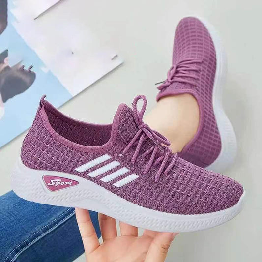 Sports Shoes Women's Breathable Flying Woven Sneakers Hollow All-match Mesh Running Sneakers