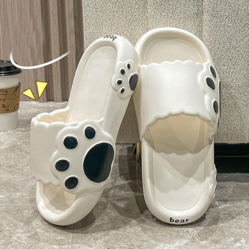 Cloud Bear Paw Soft Sandals and Slippers Women Cute Summer Home Non-slip Indoor Couple Thick-soled Shoes Men