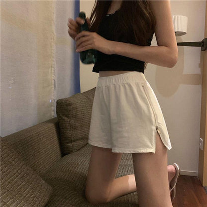 Sports Shorts Women Spring and Summer Korean Style Loose High Waist Casual All-match Outer Wear A-line Wide-leg Pants