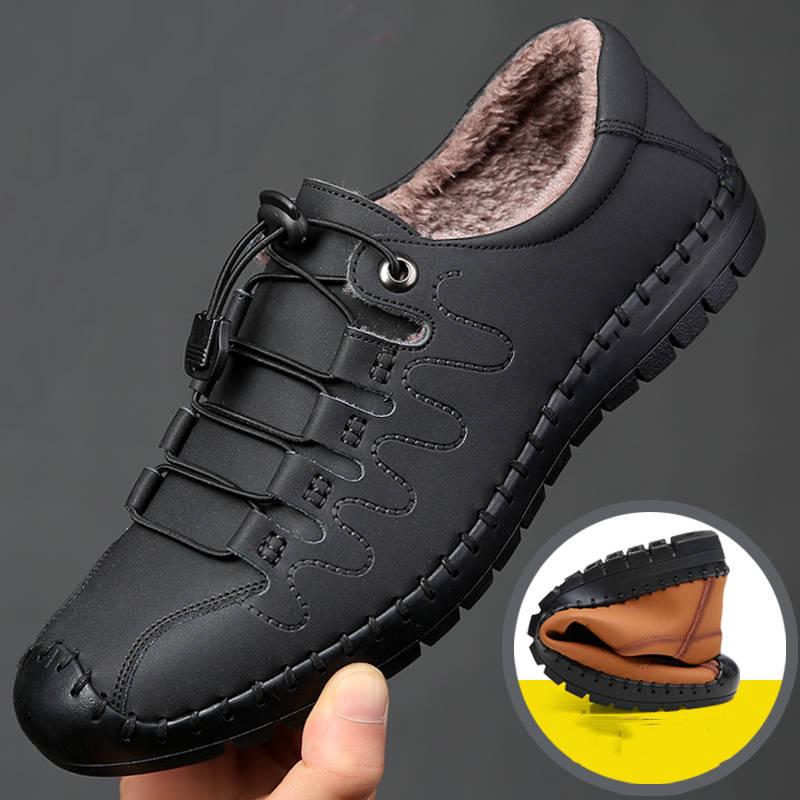 Men Winter Shoes Warm Fashion Genuine Leather Snow Boots Waterproof Boots Men's Plush Warm Boots