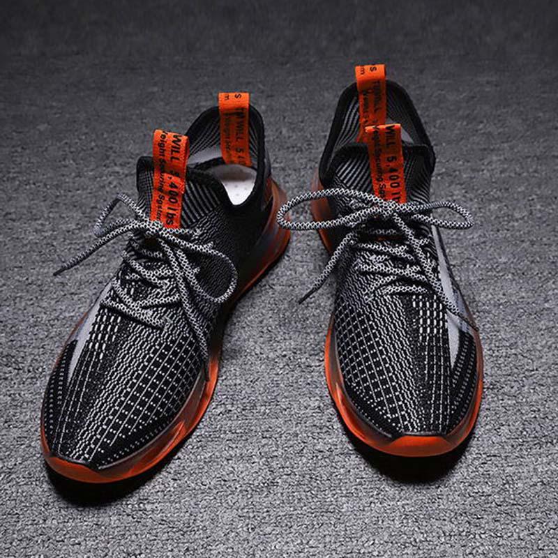 Plus Size 39-44 Men Flying Woven Mesh Sneakers Comfortable Breathable Running Basketball Shoes Shockproof Non-slip Blade Shoes