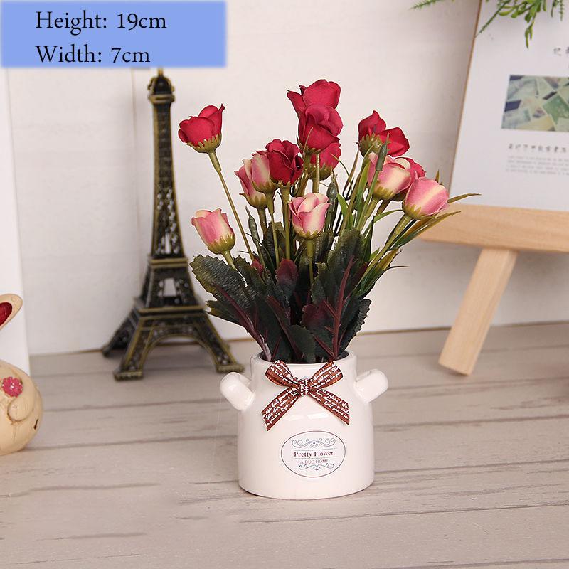 Creative Home Decoration Ornaments Desktop Clutter Small Objects Display Artificial Flowers Flower Potted Set Ornaments