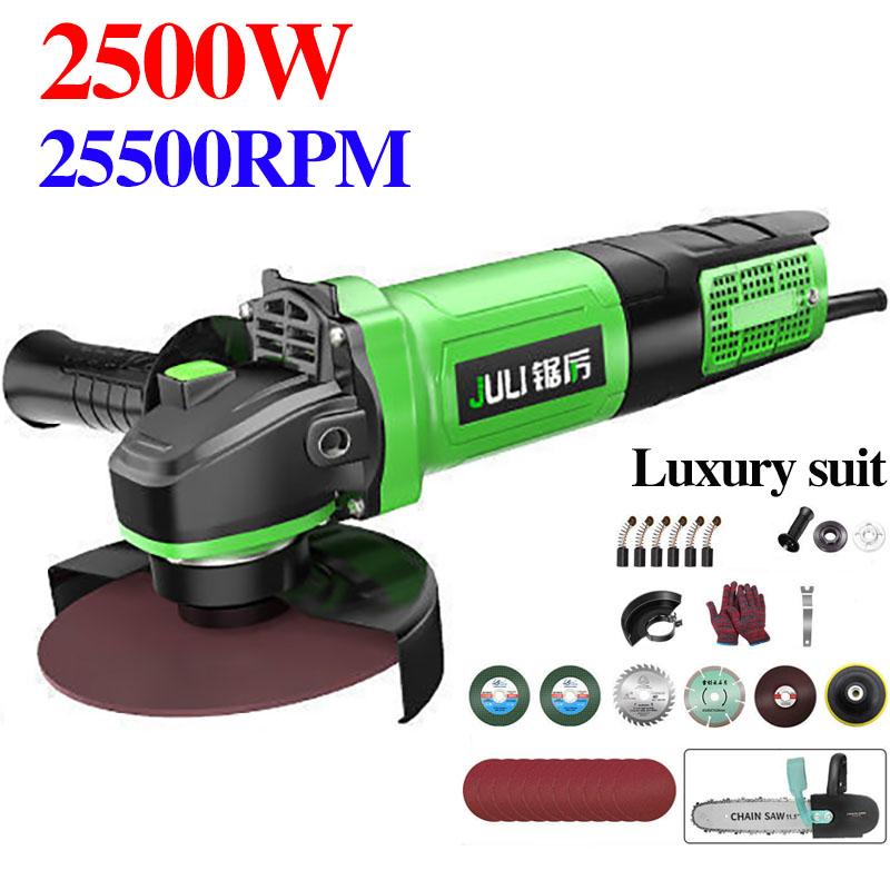 2500W Green Giant Powerful Luxury Angle Grinder Set Handheld Wire Cutter Polisher Rotatable Chainsaw 25500RPM