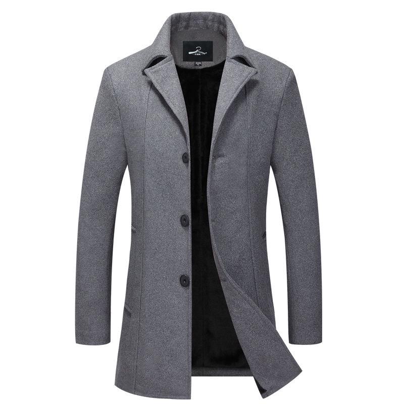 Men's Jacket Wool Long Coat Men Casual Warm Business Casual Overcoat Mens Woolen Jackets Parka Male