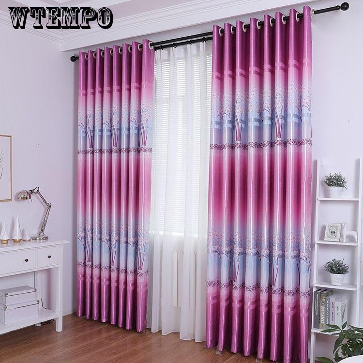 WTEMPO Curtain Finished Bedroom Living Room Dormitory Rental Curtain Fabric Hook Hanging Curtain