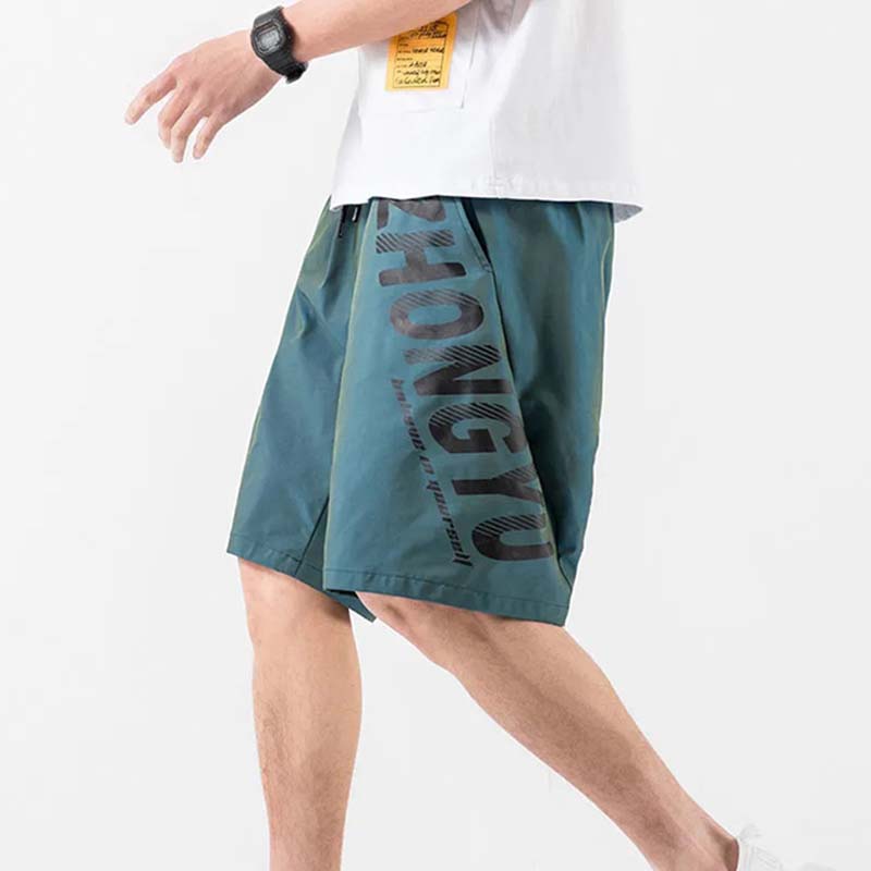 Men's Five-point Shorts Men's Outer Wear Summer Trend Leisure Sports Tide Brand Outer Wear Loose Straight Ice Silk Cropped Pants