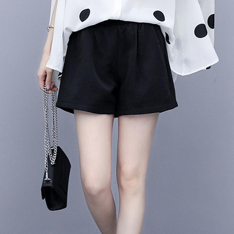 Set Polka Dot Large Size Loose Thin Temperament Shorts Two-piece Polka Dot Loose Large Size Shirt + Black Shorts Elegant Temperament