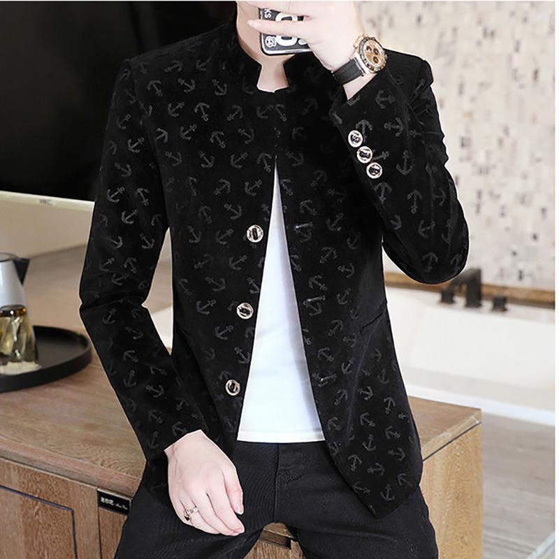 Fashion Men's Suit Korean Style Slim Casual Single Velvet Youth Suit