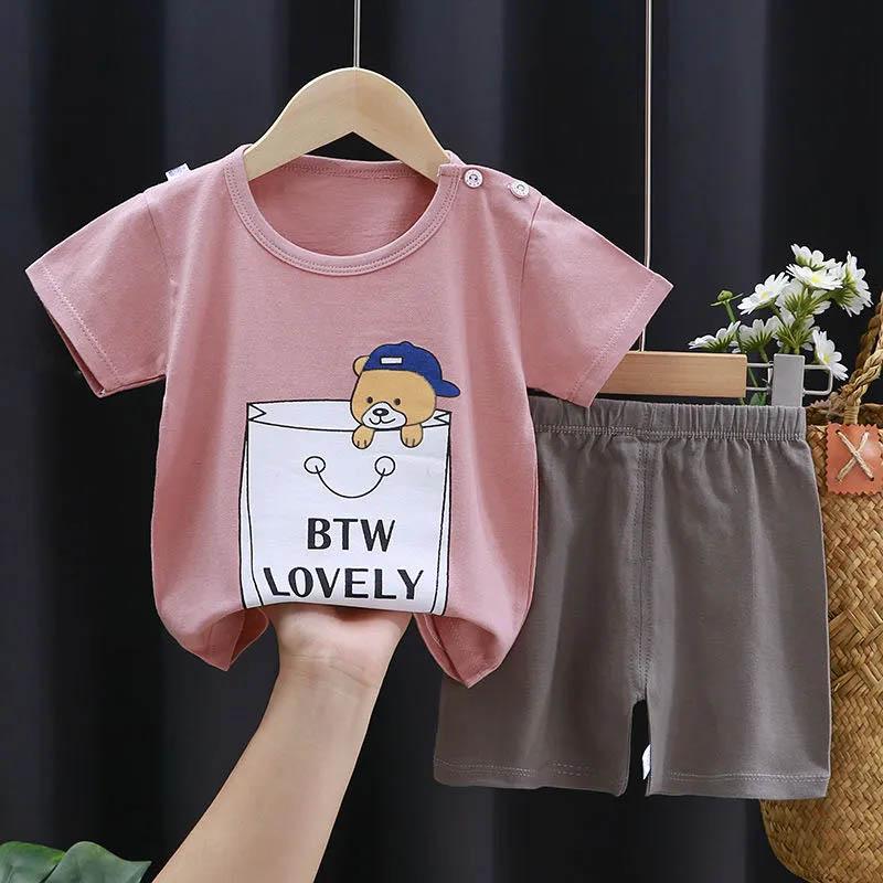 Children's Short-sleeved Suit Cotton Baby Clothes Boy Shorts Half-sleeve 0-7 Years Old Baby T-shirt Summer Children's Clothing