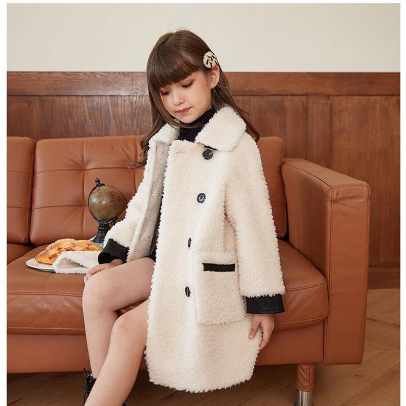 Girls Lamb Wool Coat Children's Coat Granular Velvet Warm and Windproof Plus Velvet Thick Autumn and Winter Clothes