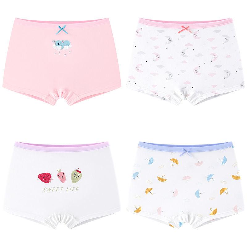 4 Pcs/Lot Girls Underwear Briefs Panties Kids Children Shorts for 3-13Years