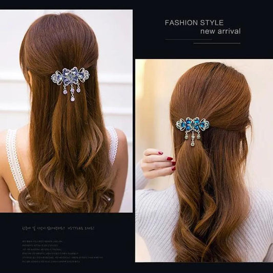 Rhinestone Hair Clip Tassel Medium Spring Clip Ladies Hair Accessories Hair Clip Jewelry Horizontal Clip Mother Hairpin