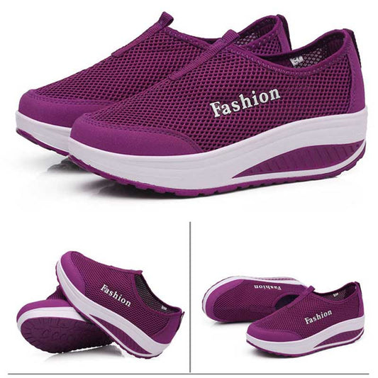 Summer Rocking Shoes Women's Thick-soled Sponge Cake Breathable Sports and Leisure Mesh Slip-on Mesh Shoes