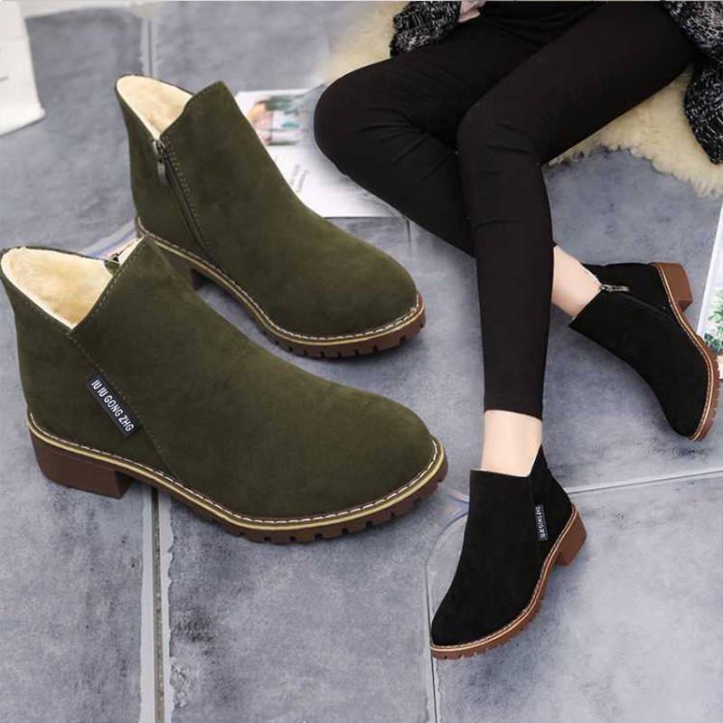 Women Chelsea Boots Suede Leather Shoes Woman Winter Snow Ankle Boots Cow Leather Ladies Boots