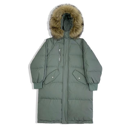 Loose Cotton-padded Coat Fluffy Big Fur Collar Down Cotton-padded Jacket Women's Mid-length Winter Thickening Warmth Bread Coat Padded Jacket