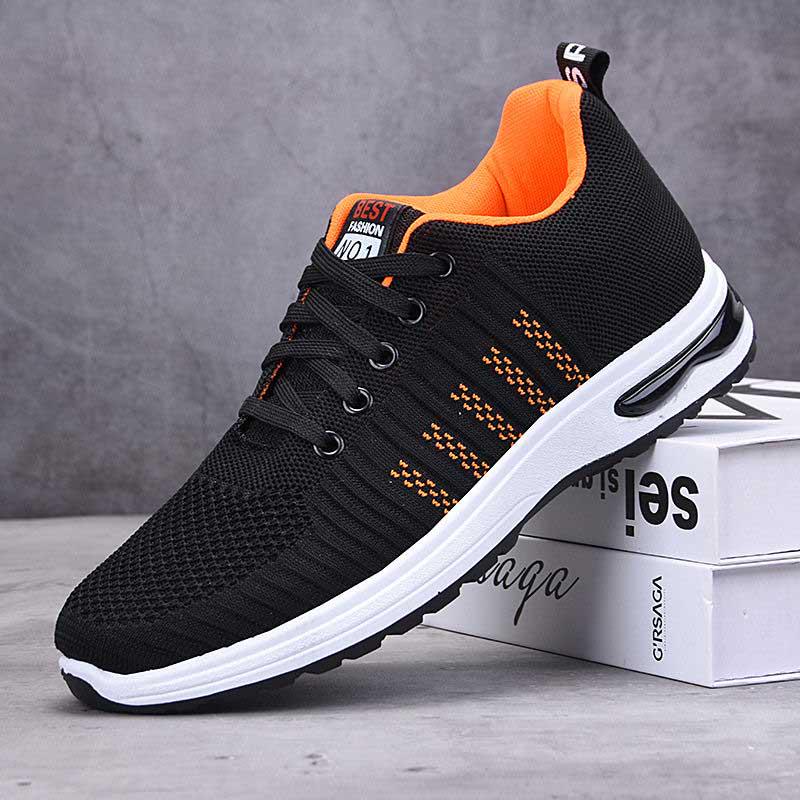 Plus Size 39-44 Men Black Running Shoes Lightweight Sneakers Breathable Outdoor Sports Shoes Comfortable Deodorant Running Gym Shoes