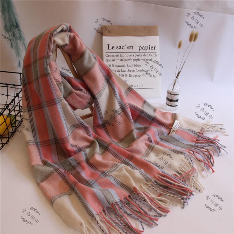 Winter Women Scarf Plaid Warm Cashmere Scarves Shawls Female Pashmina Scarf Lady Blanket Wraps