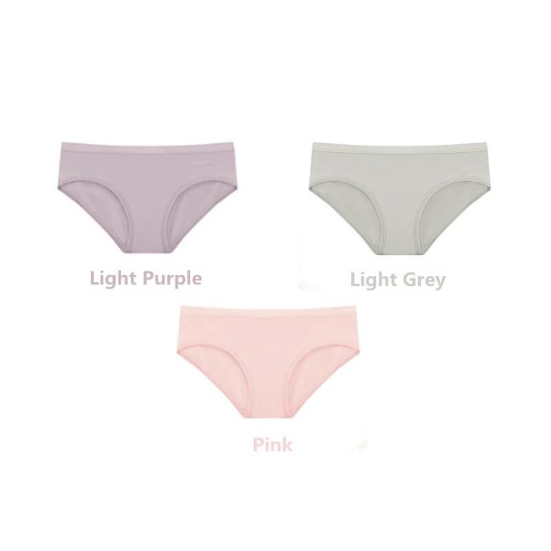 3 Packs Underwear for Women Solid Cotton Breathable Antibacterial Girl Middle and Low Waist Student In Style Briefs Ladies Seamless Korean Underwear