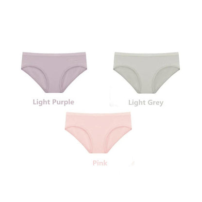 3 Packs Underwear for Women Solid Cotton Breathable Antibacterial Girl Middle and Low Waist Student In Style Briefs Ladies Seamless Korean Underwear