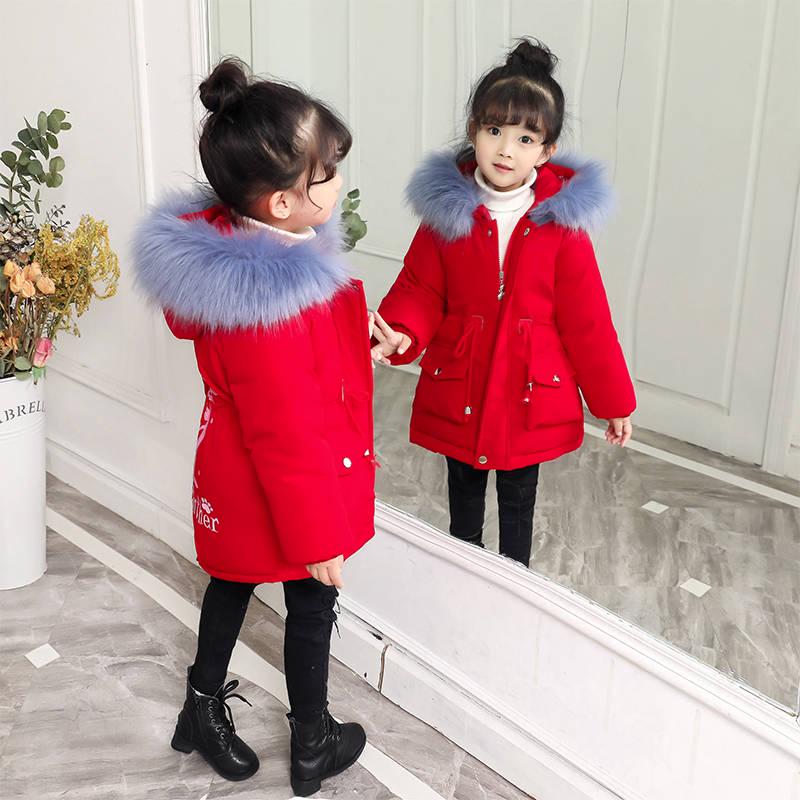 Girls Warm Winter Coat Fashion Long Kids Hooded Jacket Coat for Girl Outerwear Girls Clothes