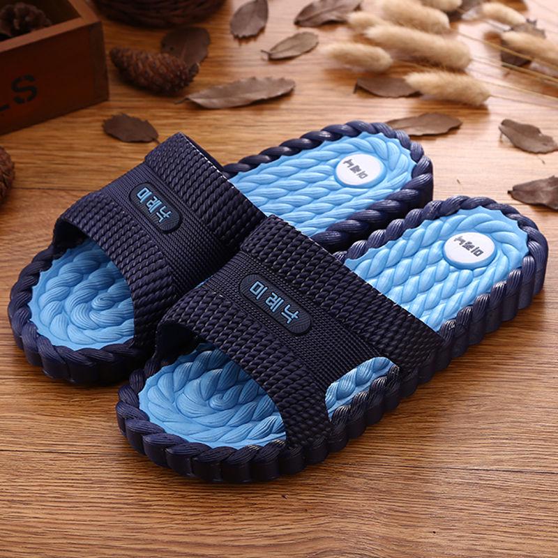 Korean Version of The Slippers Male Xiaju Home Massage Bathroom Couple Male Sandals and Slippers Women