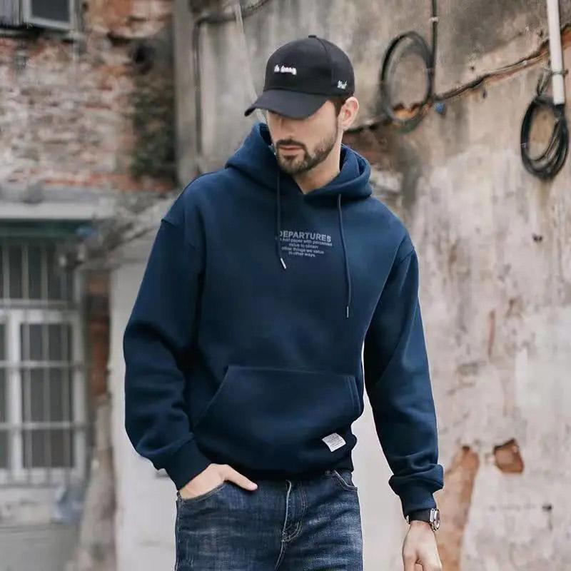 Sweater Men's Hooded Trend Contrast Color Top Hoodie Casual Fashion Spring and Autumn Casual Versatile Loose Jacket