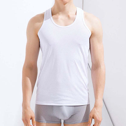 Summer Mesh Vest Men's Sports Fitness Quick-drying Hollow Breathable Loose Thin Bottoming Vest