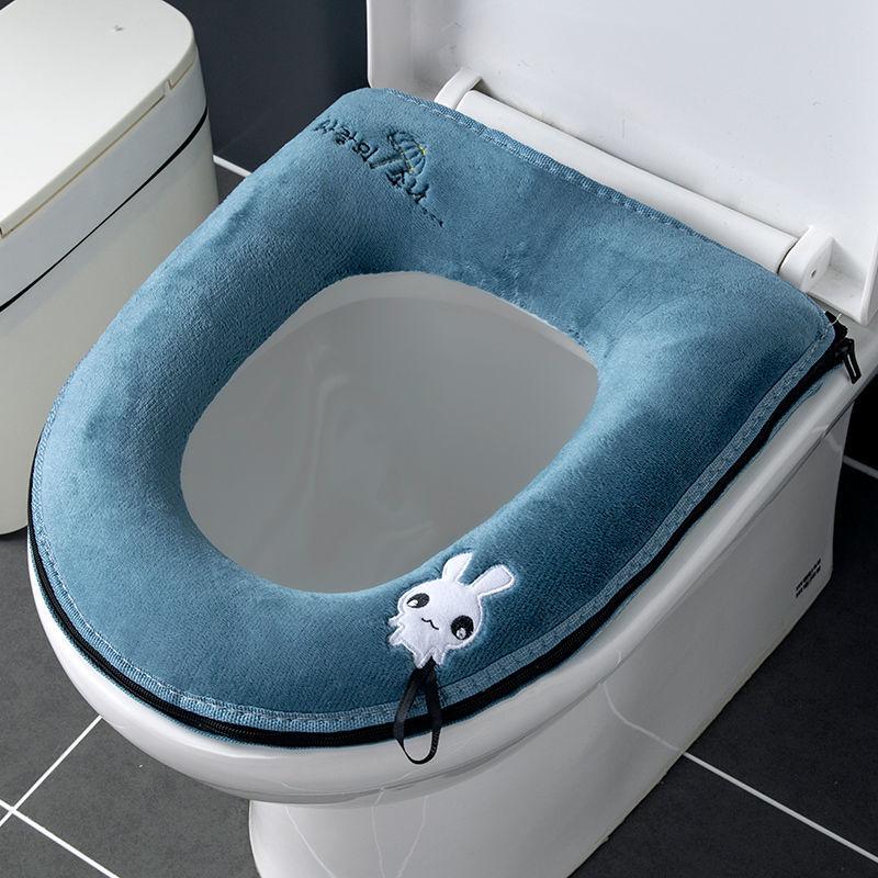 Toilet Seat Four Seasons Universal Household Waterproof Winter Cute Zipper Toilet Seat with Handle