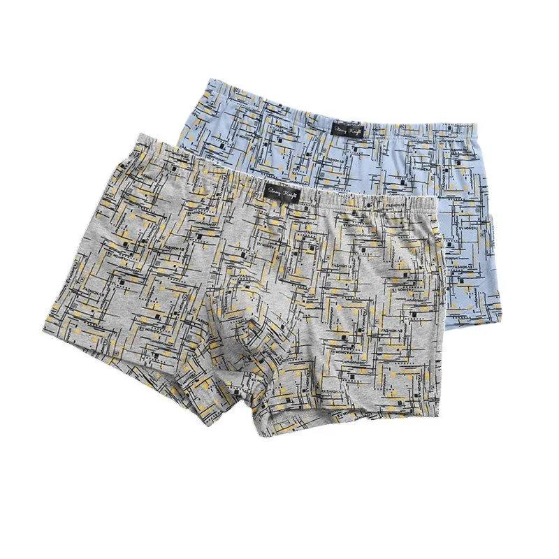 4 Pieces of Men's Cotton Large Size Boxer Briefs Youth Print Briefs Personality Trend Sexy Loose Shorts