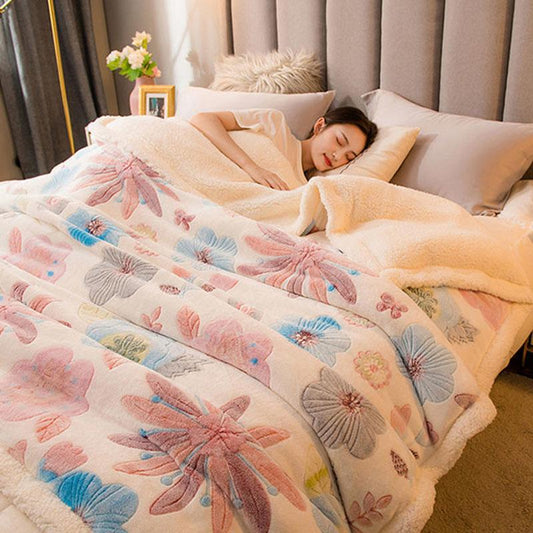 Multifunctional Blanket Quilt Cover Thick Warm Lamb Wool Blanket Leisure Blanket Cover Blanket Winter Blanket