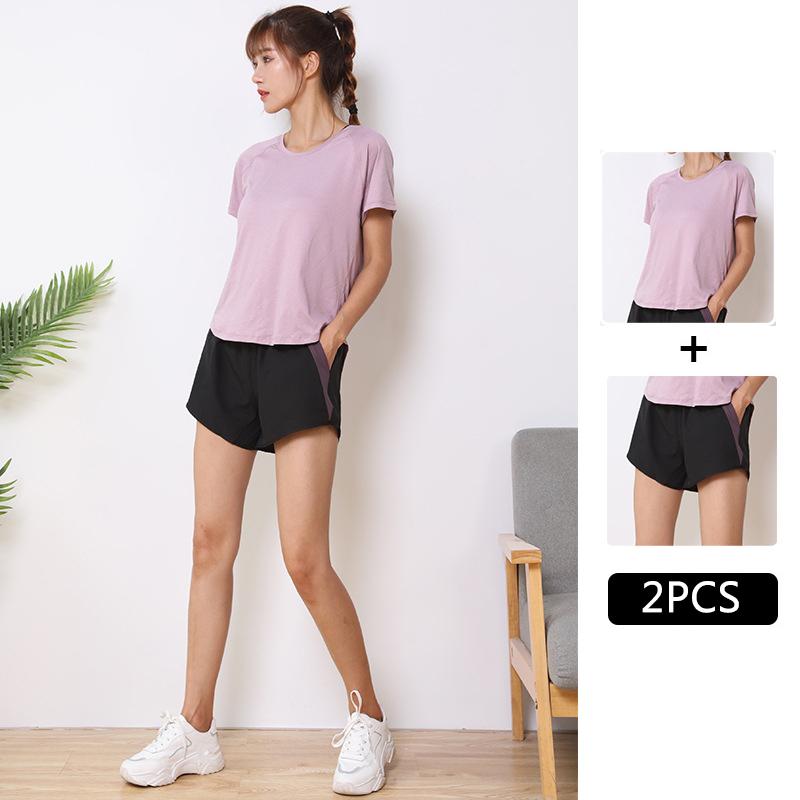 Mesh Yoga Clothes Women's Tops Short-sleeved Sports Suits Running Shorts Fitness Clothes Large Size Loose Fitness Suits