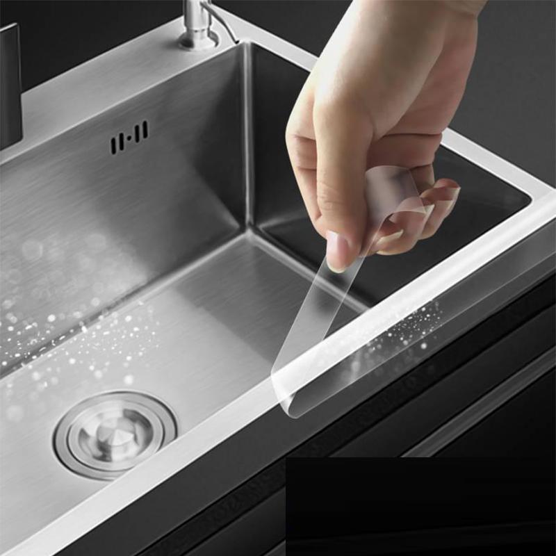 Kitchen Sink Waterproof Sticker Transparent Tape Wash Basin Bathroom Beautiful Seam Toilet Sticker Self-adhesive Waterproof Mold Tape