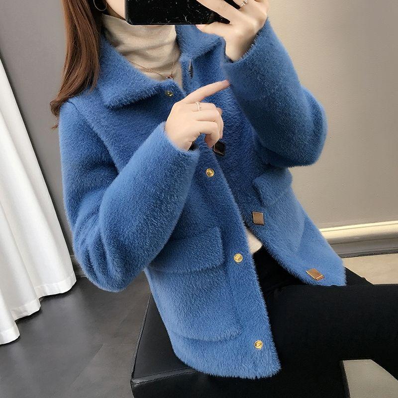 Long sleeve warm Windbreaker Large size Woolen coat autumn and winter large size Woman's clothing