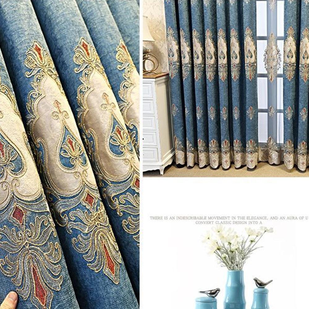 1/2pcs Modern European Style Embroidered Thick Luxury Curtains for Living Room Balcony Bedroom Blackout Curtains