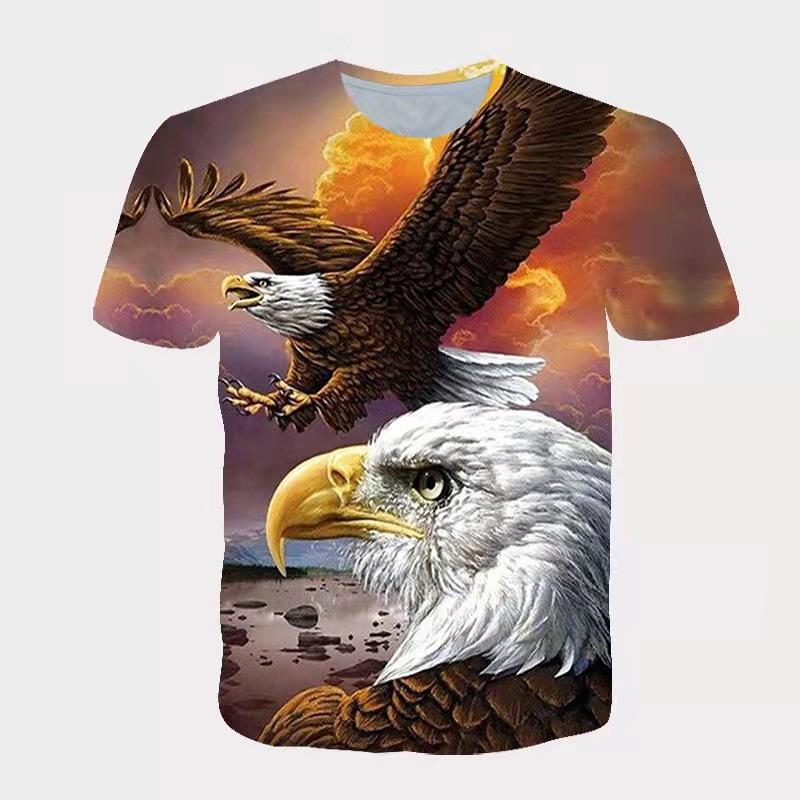 Men's 3D Eagle Printed T-shirt Casual Sport Tees Spring Summer Short Sleeve Tops Plus Size S-5XL