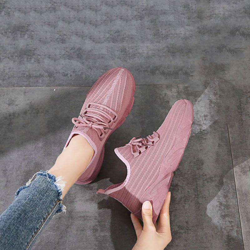 Mesh Women Shoes Breathable Flat Shoes Casual Ladies Lace-up Sneakers Autumn Single Shoes All-match Sports Running Shoes