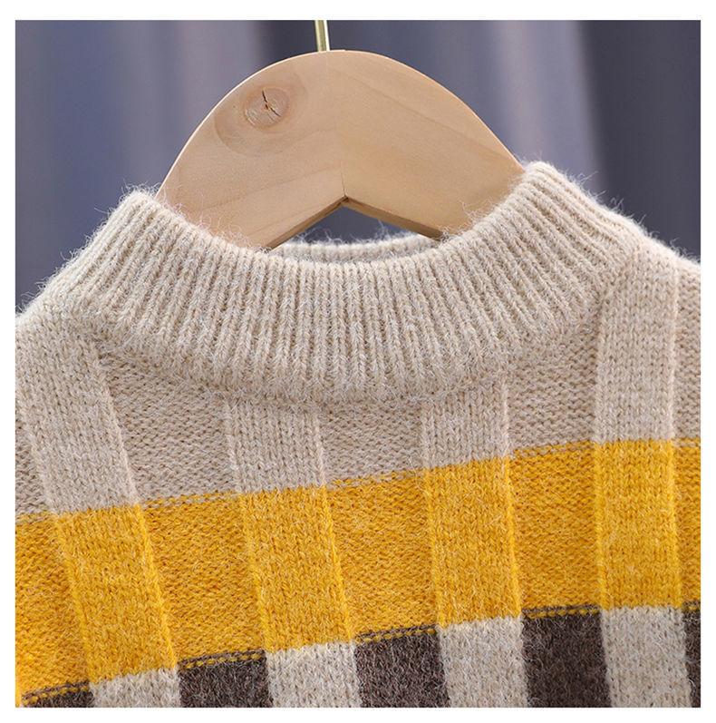 Boy's Pullover Sweater Korean Style Western Style Knitted Thick Warm Top Children's Long-sleeved Middle-aged Children