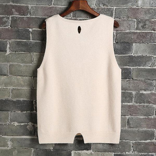 Autumn and Winter Knitted Sleeveless Sweater Pullover Short Student Vest Women Loose Waistcoat