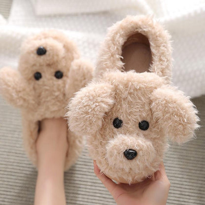 Winter Flat-bottomed Warm Thick-soled Peas Shoes Anti-slip Confinement Shoes Cute Cotton Slippers for Schoolgirls