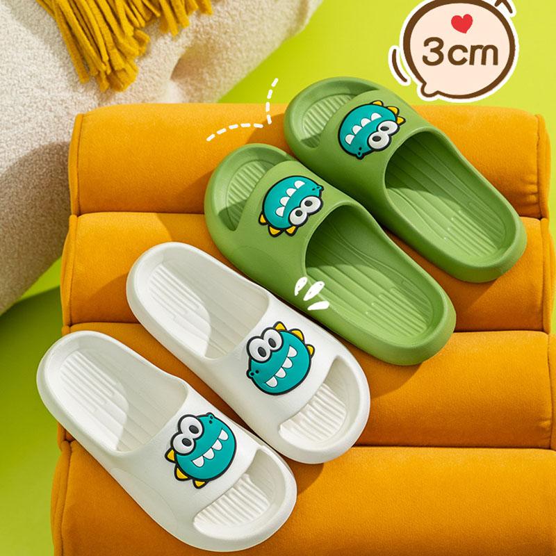 Cartoon Dinosaur Slippers Men and Women Summer Thick Bottom Solid Color Soft Slippers Bathroom Non-slip Slippers Outdoor Light Slippers